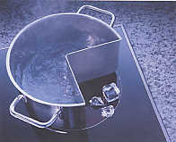 ice on induction element that is boiling water
