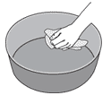 sketch of wiping oil onto a pan