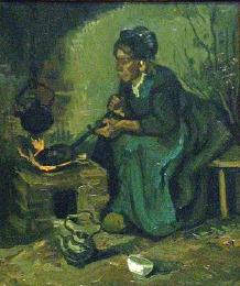 woman cooking over open fire